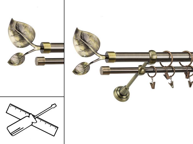 Garniža 25x16mm - 2rady - LIST VEĽKÝ antik