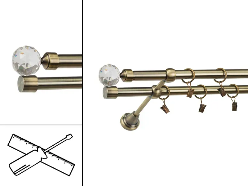 Garniža 19x19mm - 2rady - GUĽA CRYSTAL - antik