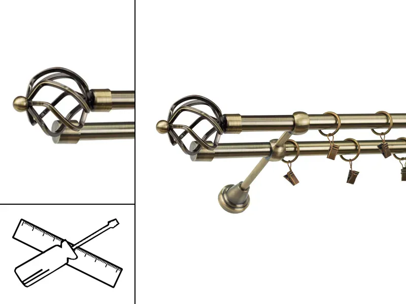 Garniža 19x19mm - 2rady - SPIRAL - antik