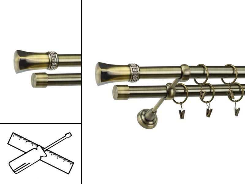 Garniža 25x25mm - 2rady - PLUTON CRYSTAL - antik