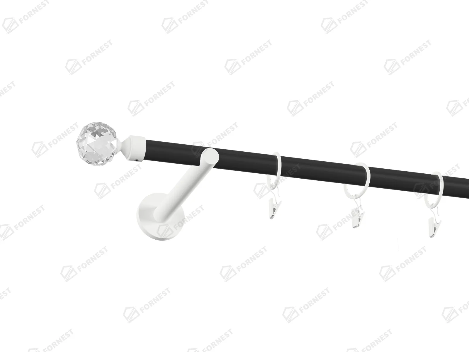 Garniža 19mm obyčajná tyč - 1rad - GUĽA CRYSTAL - čierno biela