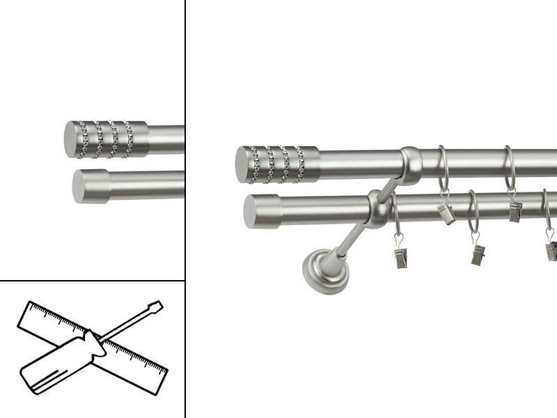 Garniža 25x25mm - 2rady - CYLINDER CRYSTAL - satin