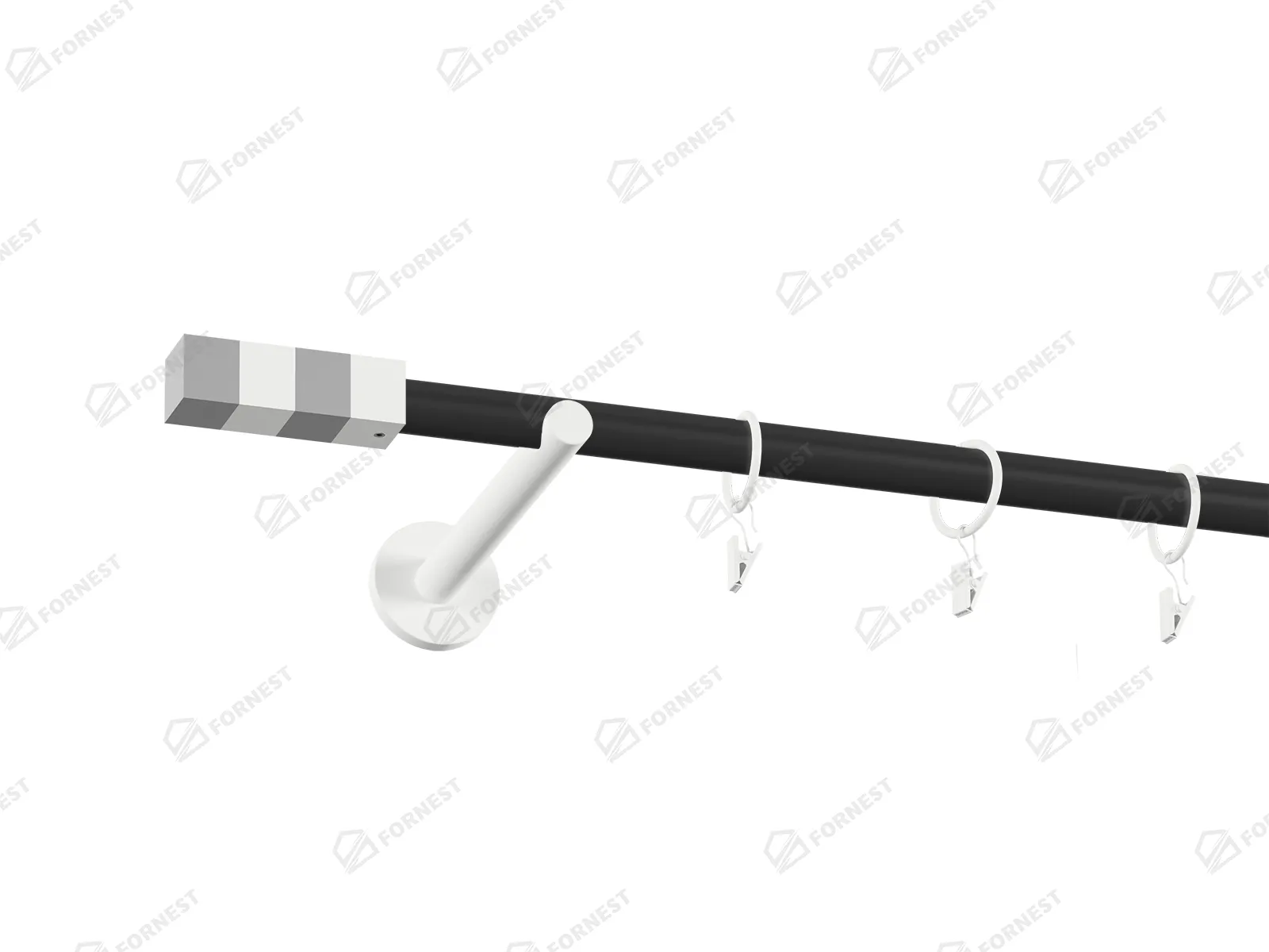 Garniža 19mm obyčajná tyč - 1rad - KVADRAT - čierno biela