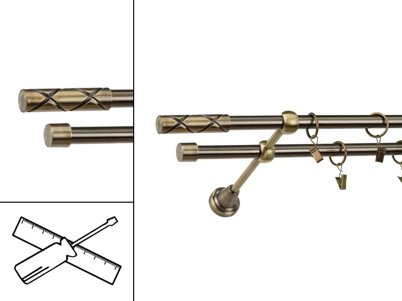 Garniža 16x16mm - 2rady - COKOL - antik