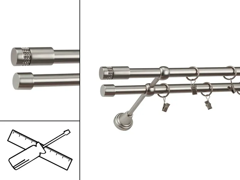 Garniža 19x19mm - 2rady - CYLINDER CRYSTAL - satin