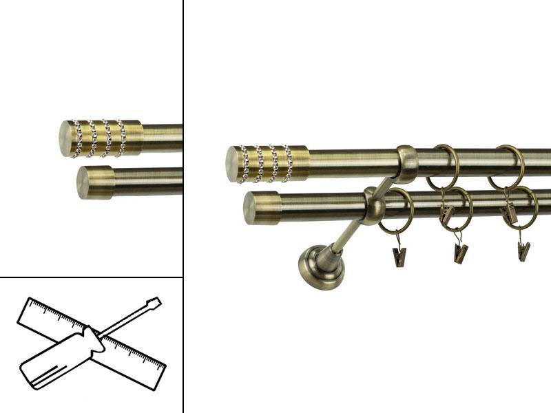Garniža 25x25mm - 2rady - CYLINDER CRYSTAL - antik