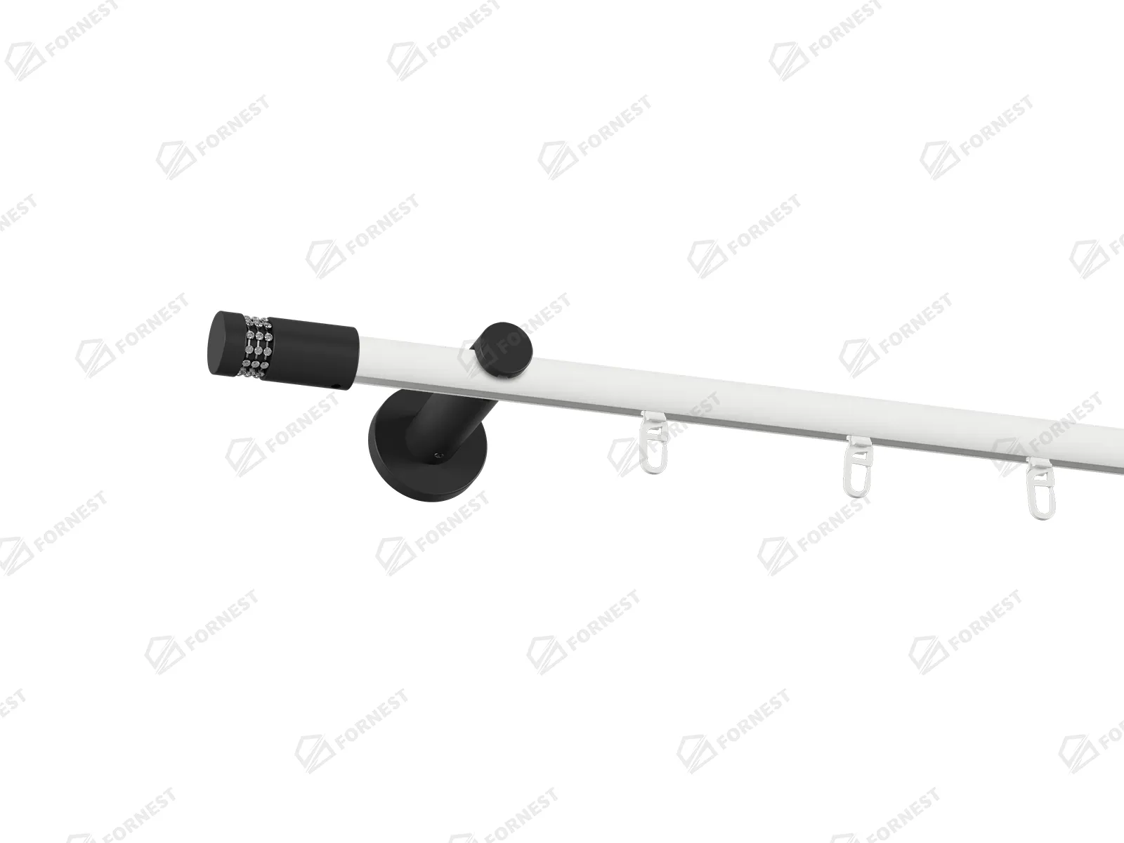 Garniža 19mm drážková tyč - 1rad - CYLINDER CRYSTAL - bielo čierna