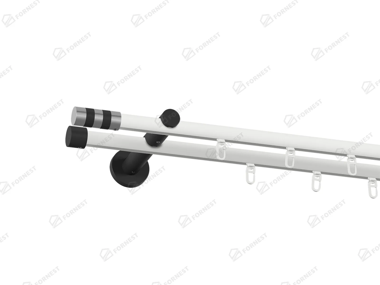 Garniža 19x19mm drážková tyč - 2rady - VALEC - bielo čierna