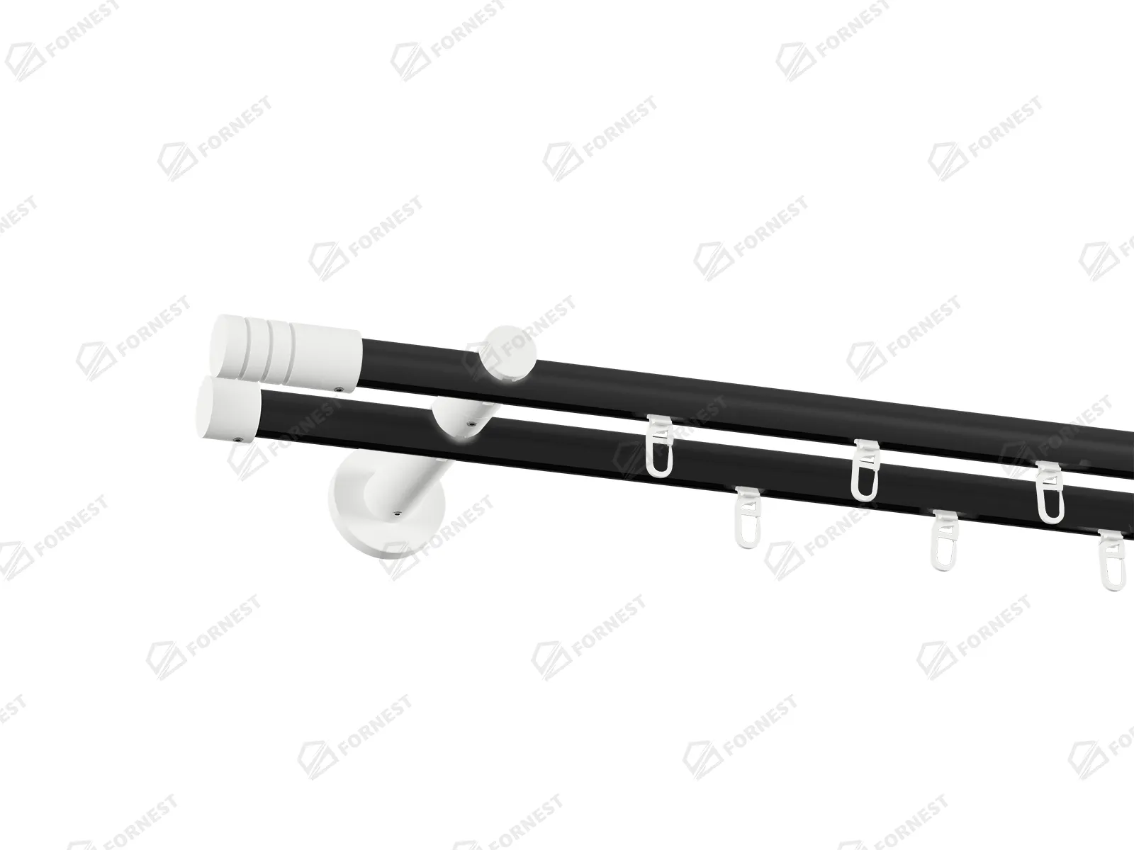 Garniža 19x19mm drážková tyč - 2rady - TECHNO - čierno biela