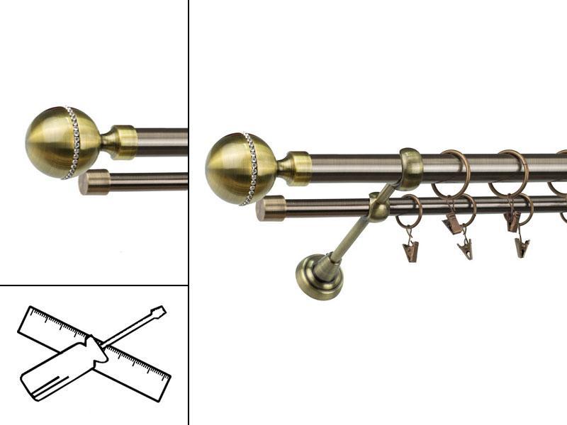 Garniža 25x16mm - 2rady - KALISTO CRYSTAL - antik