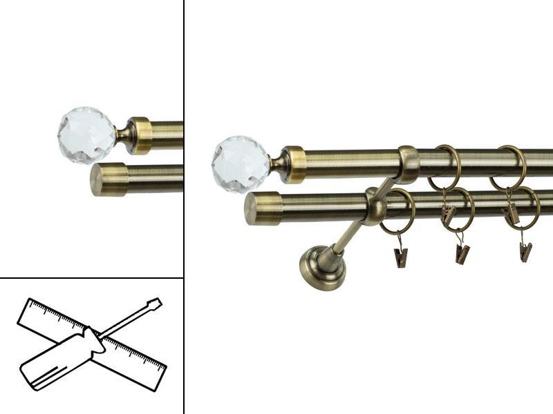 Garniža 25x25mm - 2rady - GUĽA CRYSTAL - antik