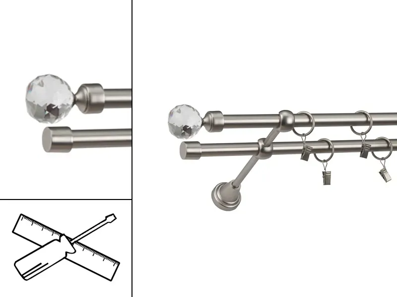 Garniža 16x16mm - 2rady - GUĽA CRYSTAL - satin