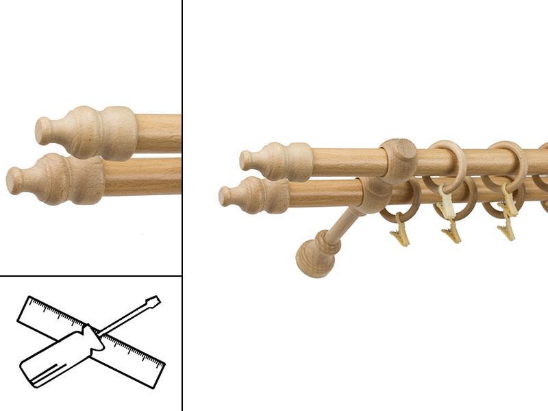 Garniža drevená 28x28mm dvojradová - BUK