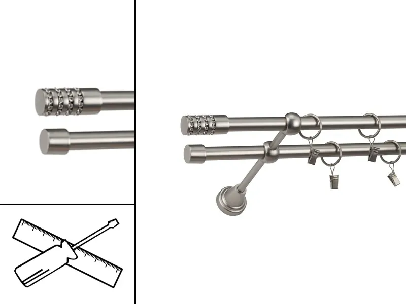 Garniža 16x16mm - 2rady - CYLINDER CRYSTAL - satin