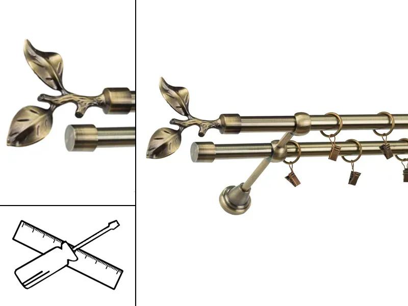 Garniža 19x19mm - 2rady - LIST ROSE - antik