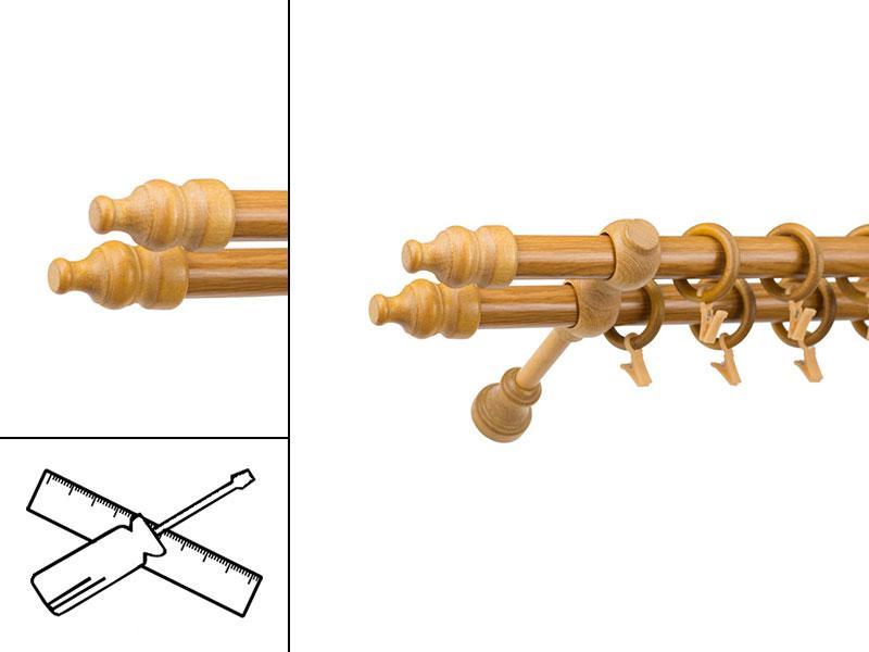 Garniža drevená 28x28mm dvojradová - DUB ZLATÝ