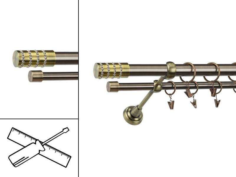 Garniža 25x16mm - 2rady - CYLINDER CRYSTAL - antik