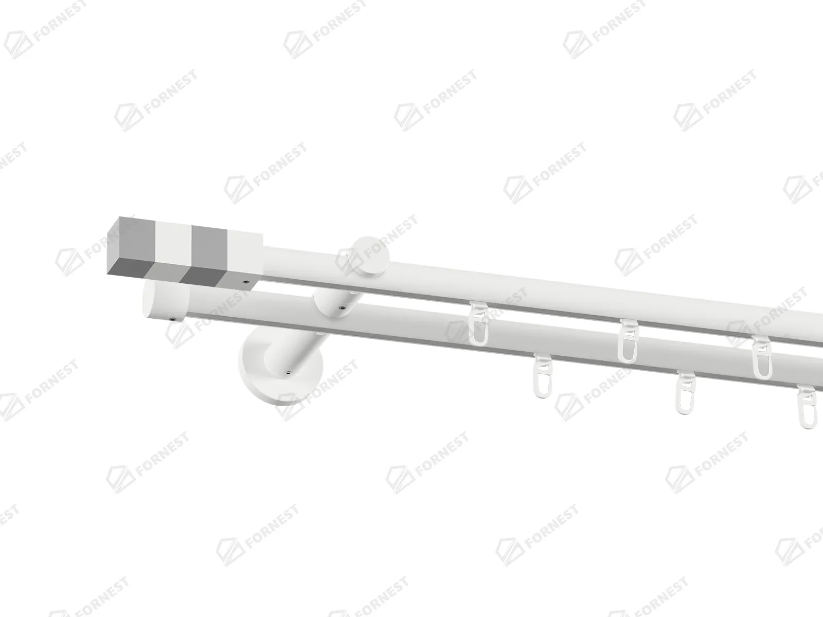 Garniža 19x19mm drážková tyč - 2rady - KVADRAT - biela