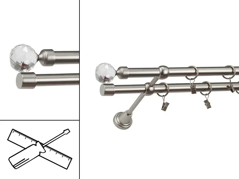 Garniža 19x19mm - 2rady - GUĽA CRYSTAL - satin