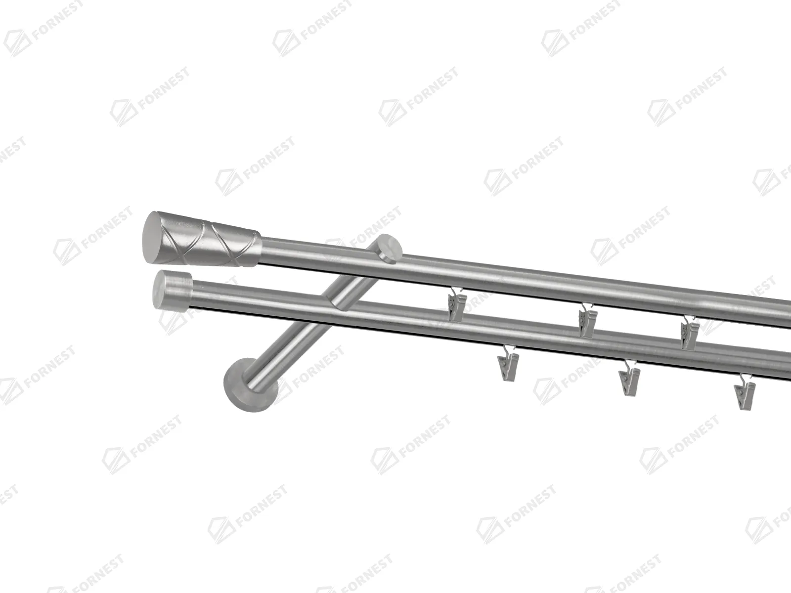 Garniža 19x19mm - drážková tyč - 2rady - SPIRAL - satin