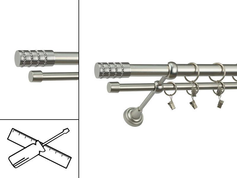 Garniža 25x16mm - 2rady - CYLINDER CRYSTAL - satin