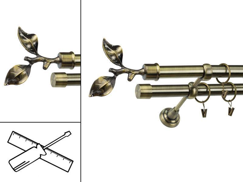 Garniža 25x25mm - 2rady - LIST ROSE - antik