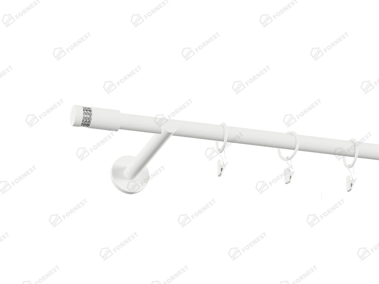 Garniža 19mm obyčajná tyč - 1rad - CYLINDER CRYSTAL - biela