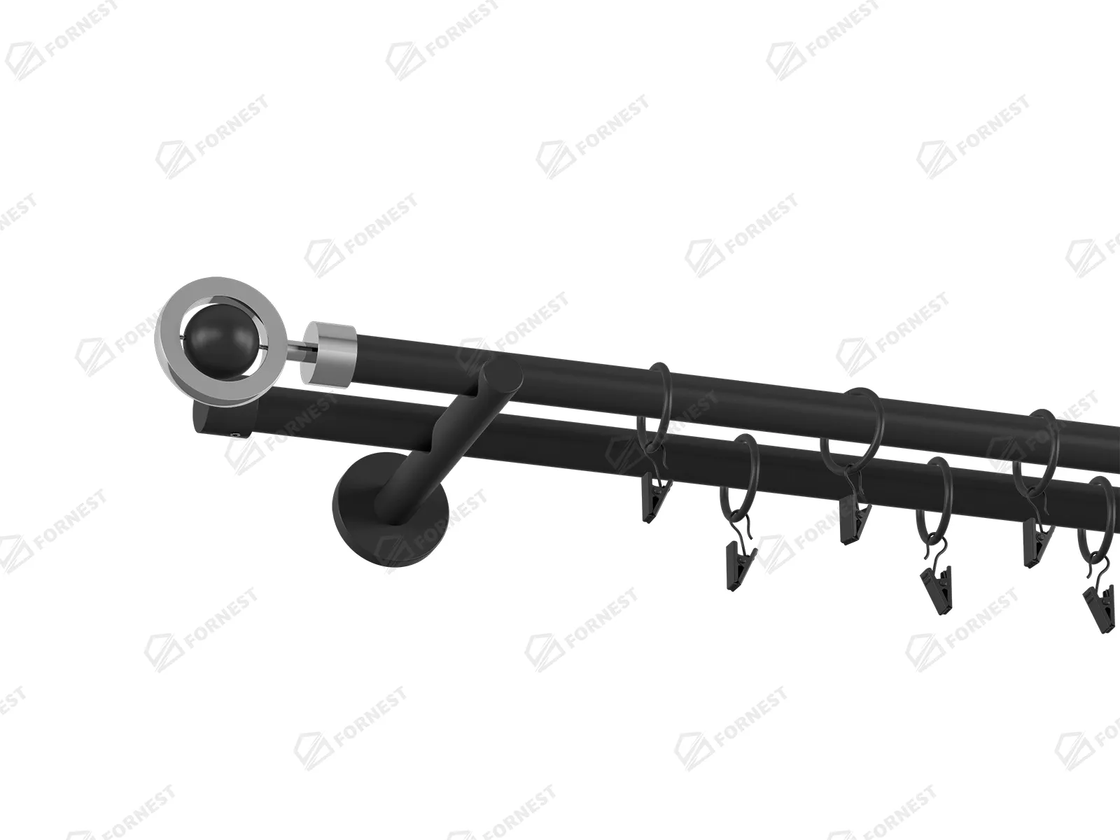 Garniža 19x19mm obyčajná tyč - 2rady - SFERA - čierna