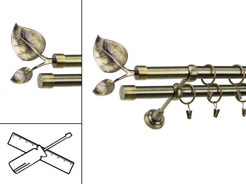 Garniža 25x25mm - 2rady - LIST VEĽKÝ  - antik