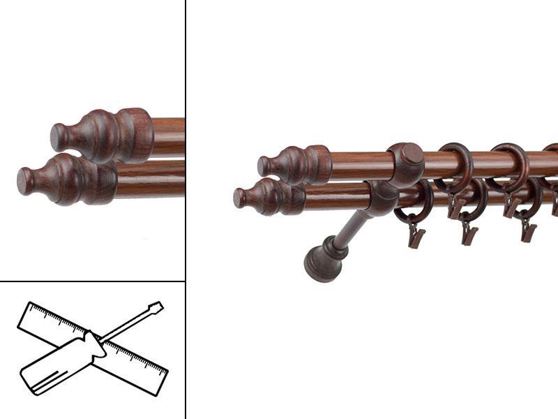 Garniža drevená 28x28mm dvojradová - ORECH