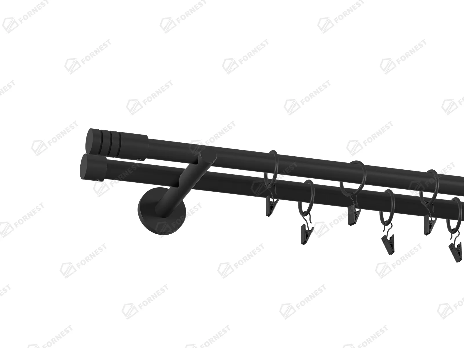 Garniža 19x19mm obyčajná tyč - 2rady - TECHNO - čierna