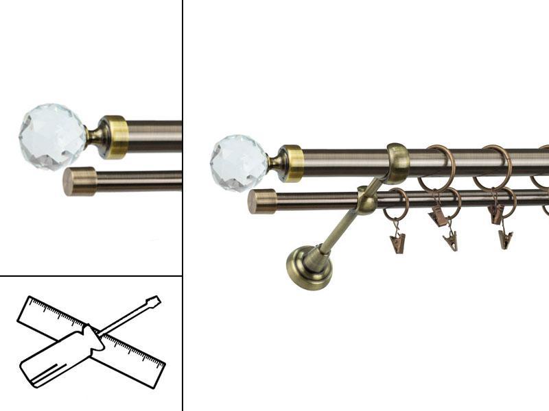 Garniža 25x16mm - 2rady - GUĽA CRYSTAL - antik