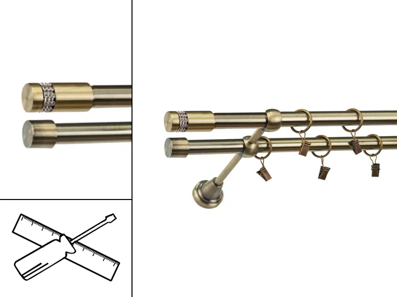 Garniža 19x19mm - 2rady - CYLINDER CRYSTAL - antik