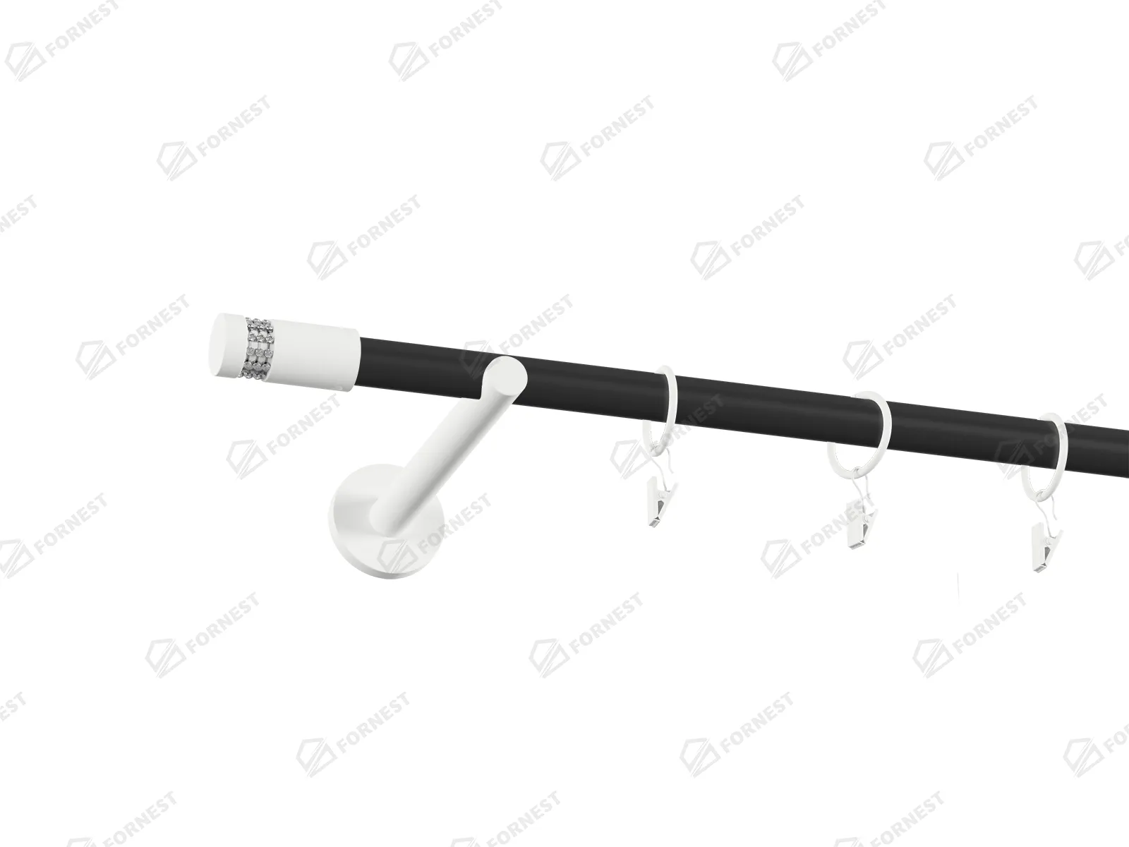 Garniža 19mm obyčajná tyč - 1rad - CYLINDER CRYSTAL - čierno biela