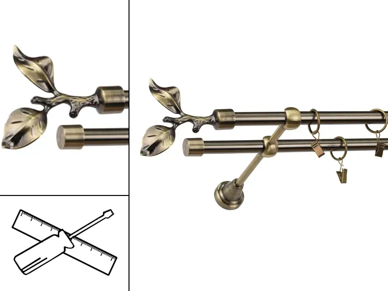 Garniža 16x16mm - 2rady - LIST ROSE - antik