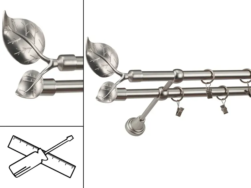 Garniža 19x19mm - 2rady - LIST VEĽKÝ - satin