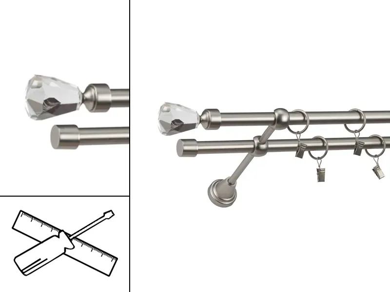 Garniža 16x16mm - 2rady - CRYSTAL CONE - satin