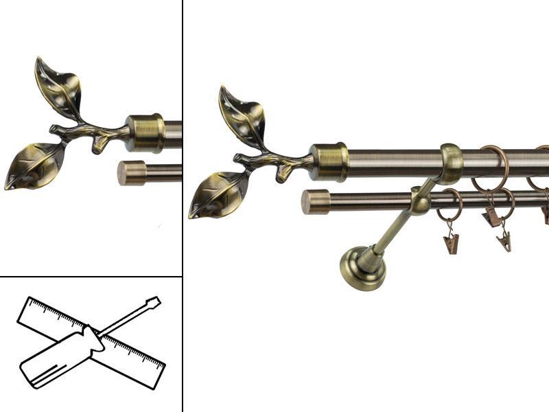 Garniža 25x16mm - 2rady - LIST ROSE - antik