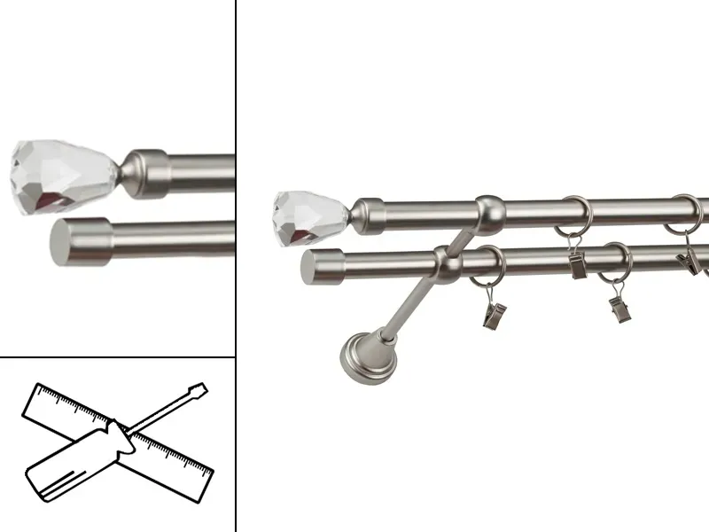 Garniža 19x19mm - 2rady - CRYSTAL CONE - satin