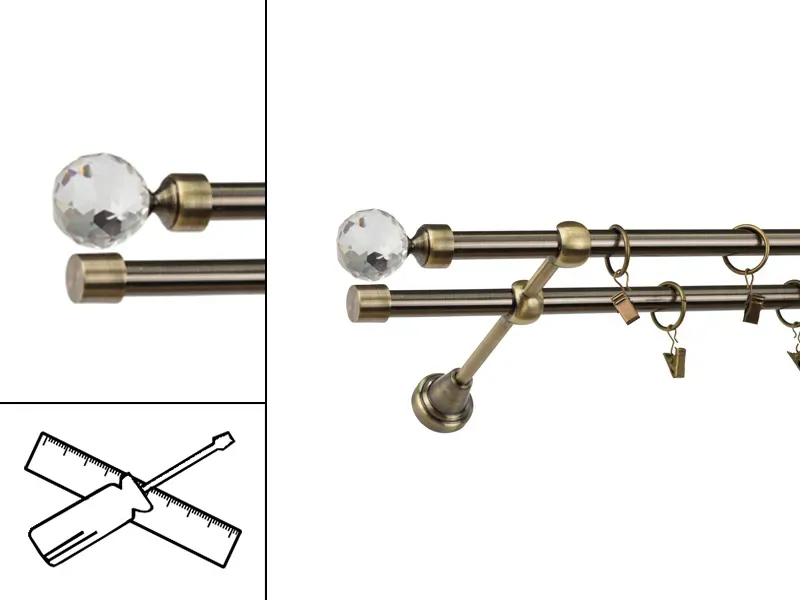 Garniža 16x16mm - 2rady - GUĽA CRYSTAL - antik