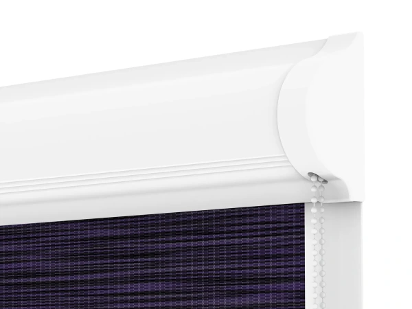 Roleta SWING LITE - deň a noc - látka Maurícius 68 - tmavo fialová (čierny dekor) 3