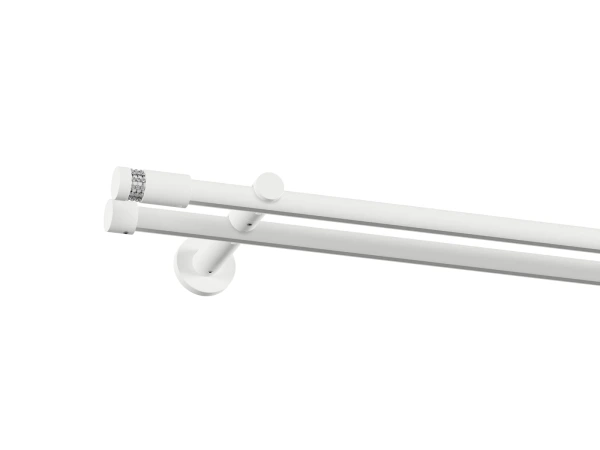 Garniža 19x19mm drážková tyč - 2rady - CYLINDER CRYSTAL - biela 1