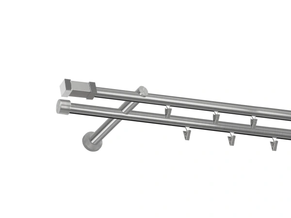 Garniža 19x19mm - drážková tyč - 2rady - QUADRO - satin