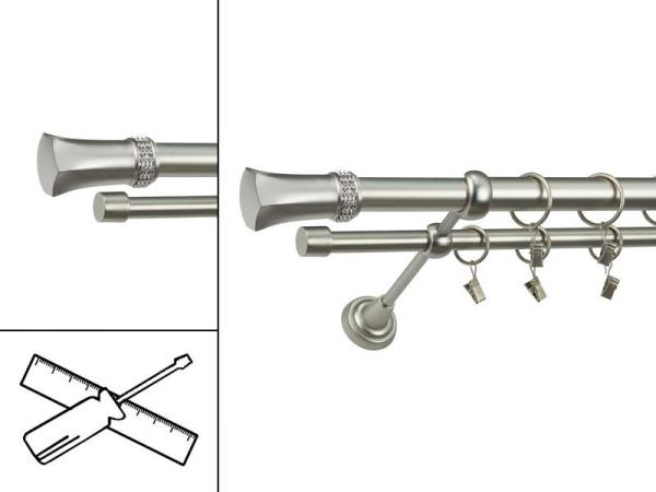 Garniža 25x16mm - 2rady - PLUTON CRYSTAL - satin