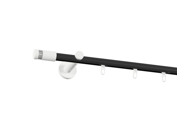 Garniža 19mm drážková tyč - 1rad - CYLINDER CRYSTAL - čierno biela