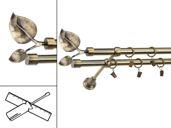 Garniža 19x19mm - 2rady - LIST VEĽKÝ - antik