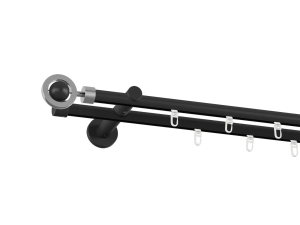 Garniža 19x19mm drážková tyč - 2rady - SFERA - čierna