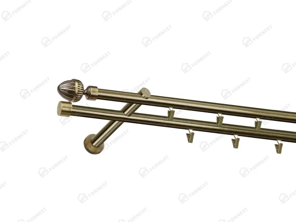 Garniža 19x19mm - drážková tyč - 2rady - ODEON - antik