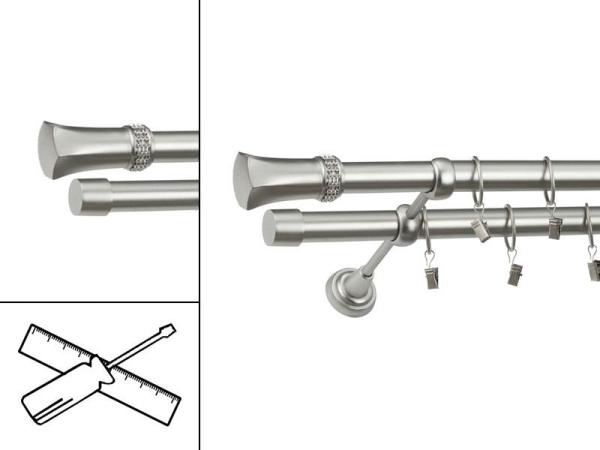 Garniža 25x25mm - 2rady - PLUTON CRYSTAL - satin