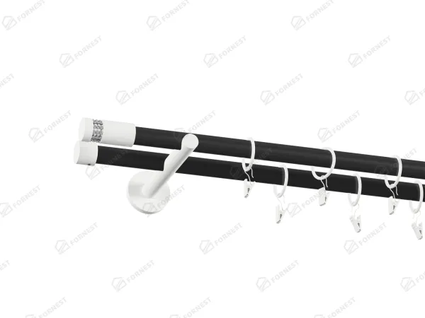 Garniža 19x19mm obyčajná tyč - 2rady - CYLINDER CRYSTAL - čierno biela